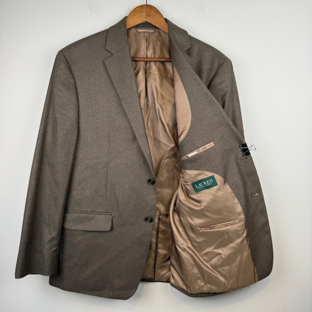 Lauren Ralph Lauren Mens Micro Houndstooth Blazer 40R Academia Ivy League Office